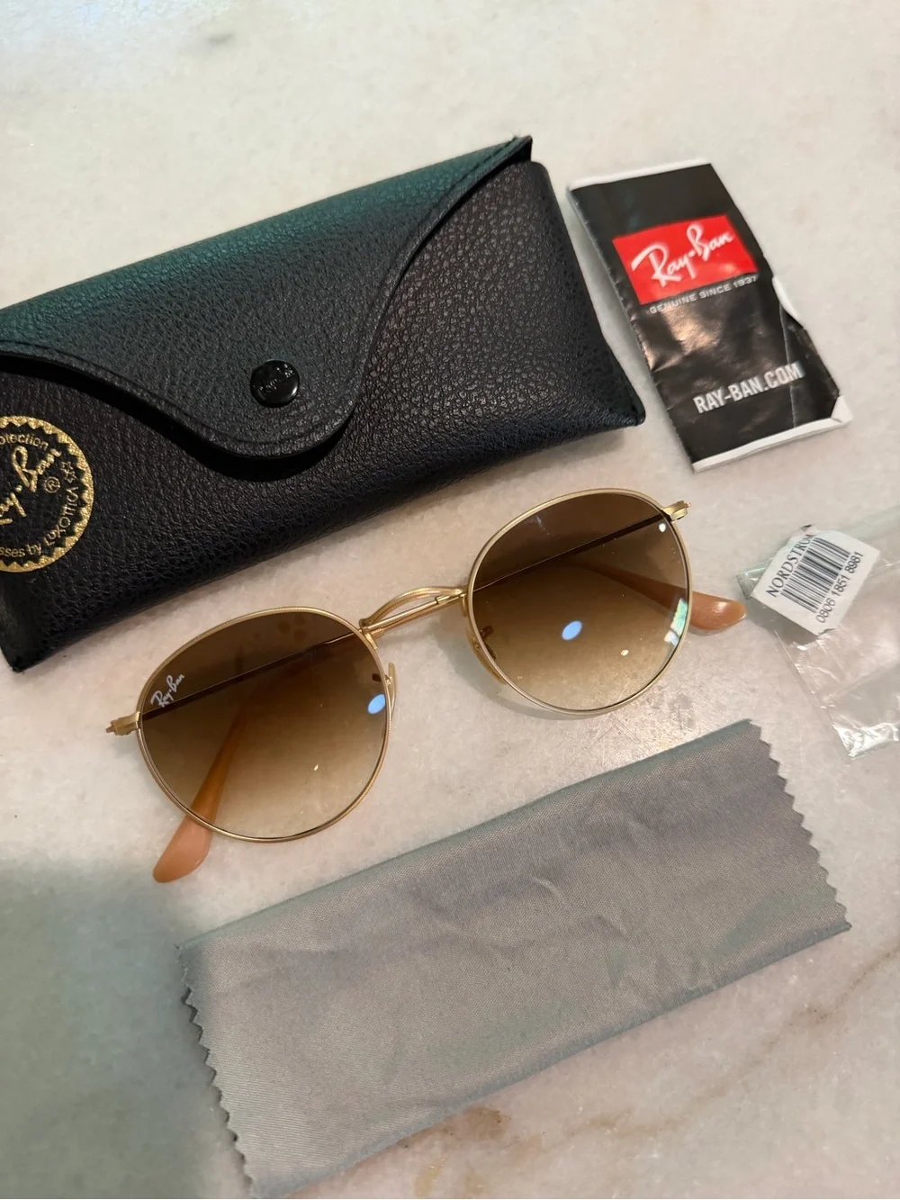 Rayban RB3447 Gold/Brown Round Metal Sunglasses